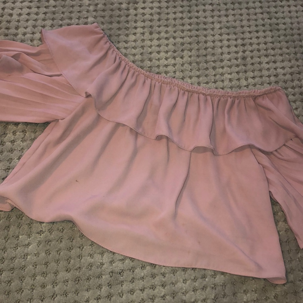 off the shoulder chiffon crop top